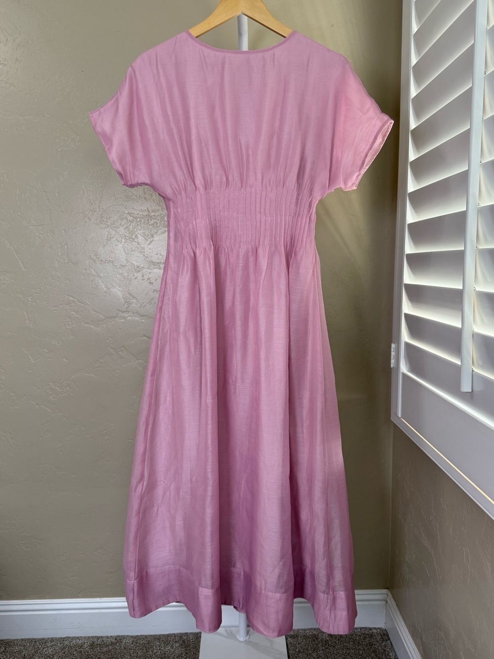 Commense Blush Pink Smocked-Waist Midi Dress - Picture 4 of 12